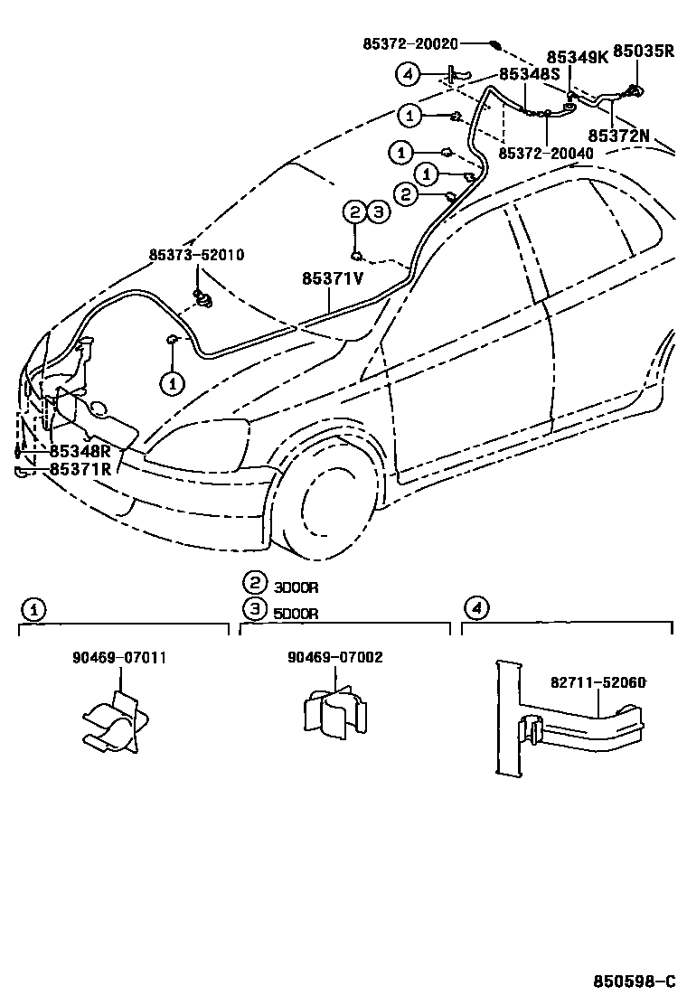 Toyota YARIS 后清洗器 EPC diagram — 850598C