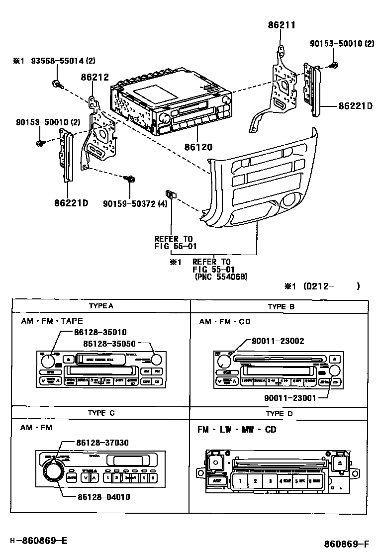 Toyota YARIS 收音机、放大器和冷凝器 EPC diagram — 860869F