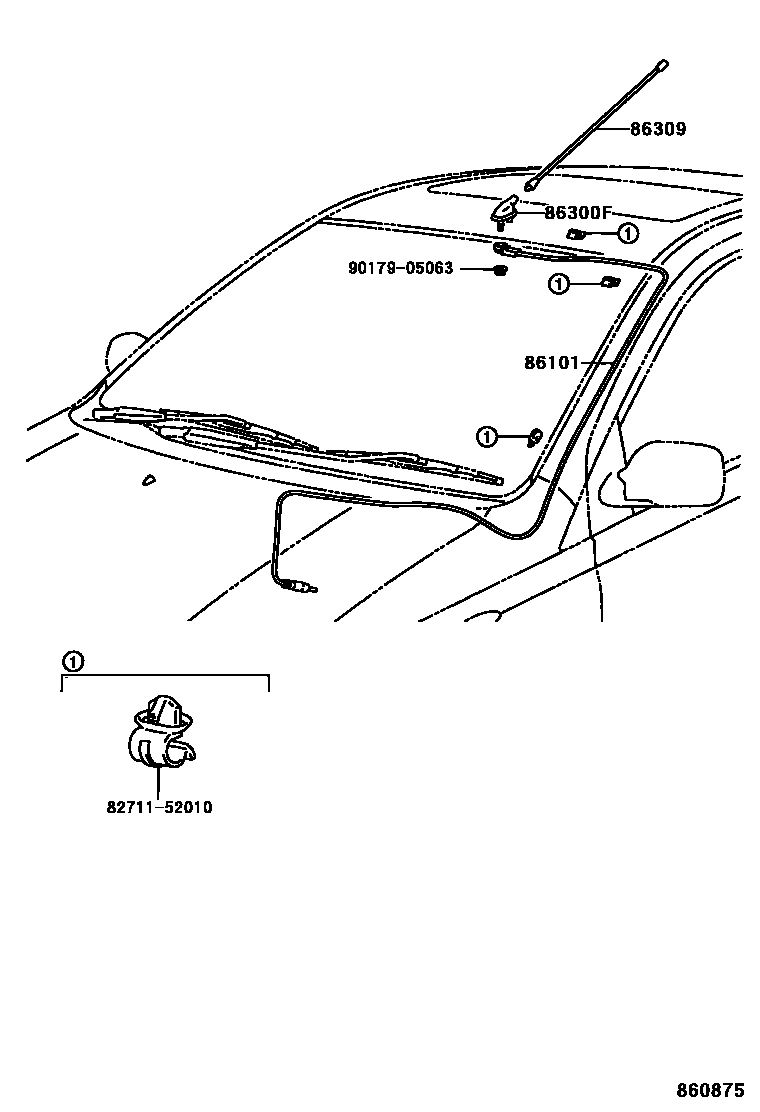 Toyota YARIS antenna EPC diagram — 860875