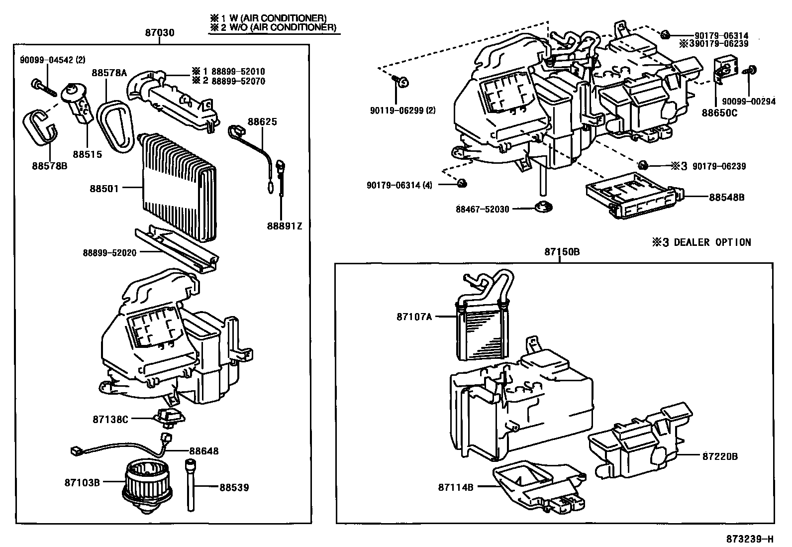 Toyota YARIS 暖风和空调系统 - 冷却器组件 EPC diagram — 873239H