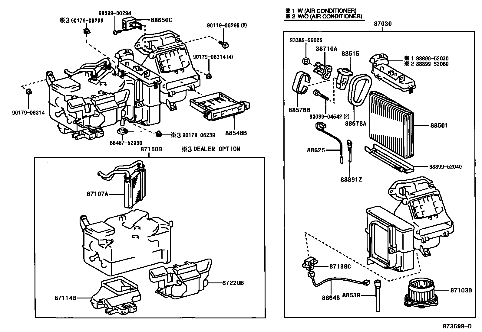 Toyota YARIS 暖风和空调系统 - 冷却器组件 EPC diagram — 873699D