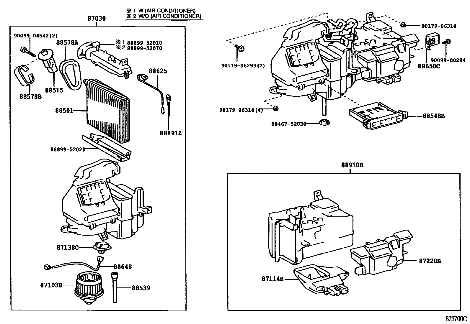 Toyota YARIS 暖风和空调系统 - 冷却器组件 EPC diagram — 873700C