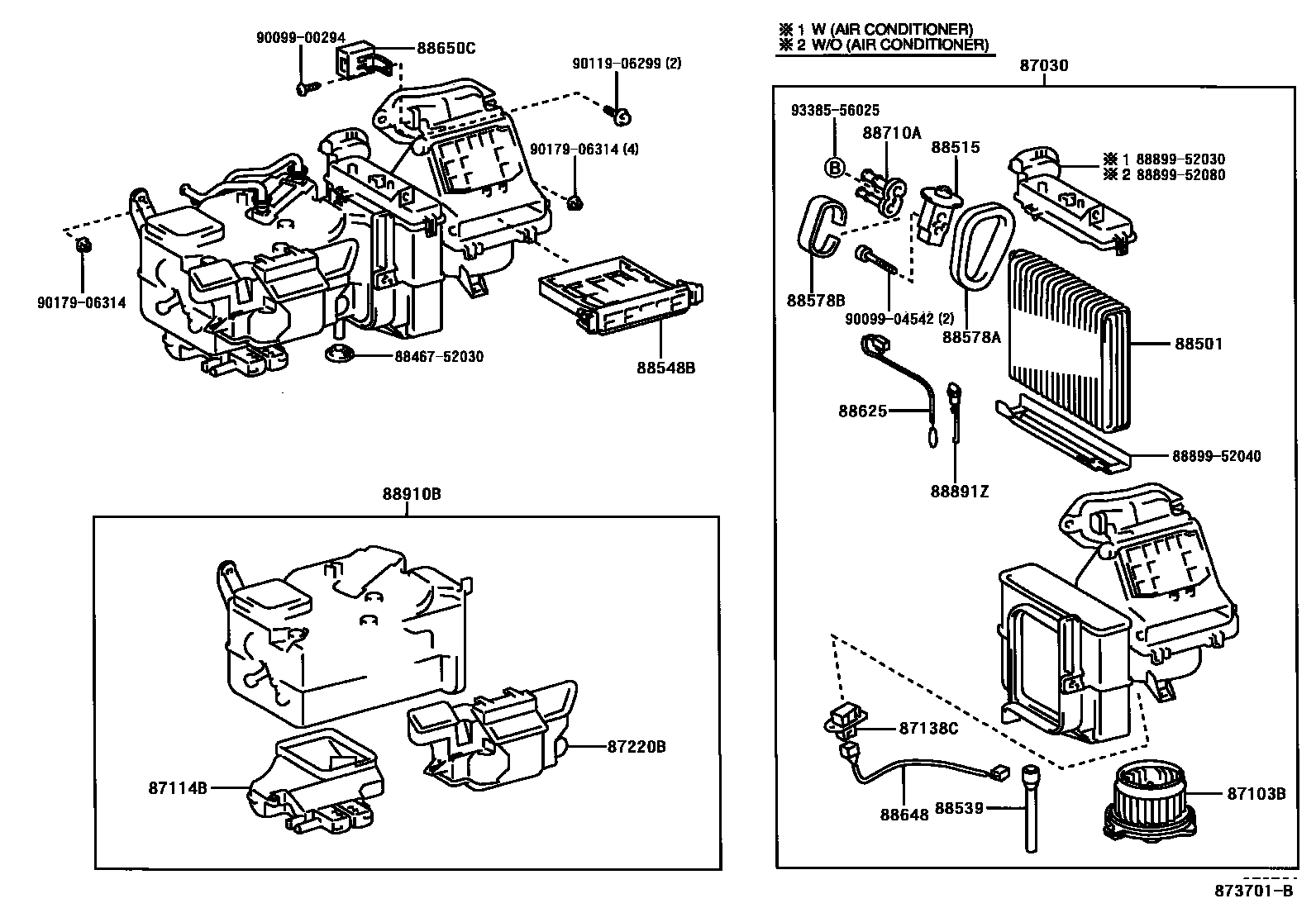 Toyota YARIS 暖风和空调系统 - 冷却器组件 EPC diagram — 873701B