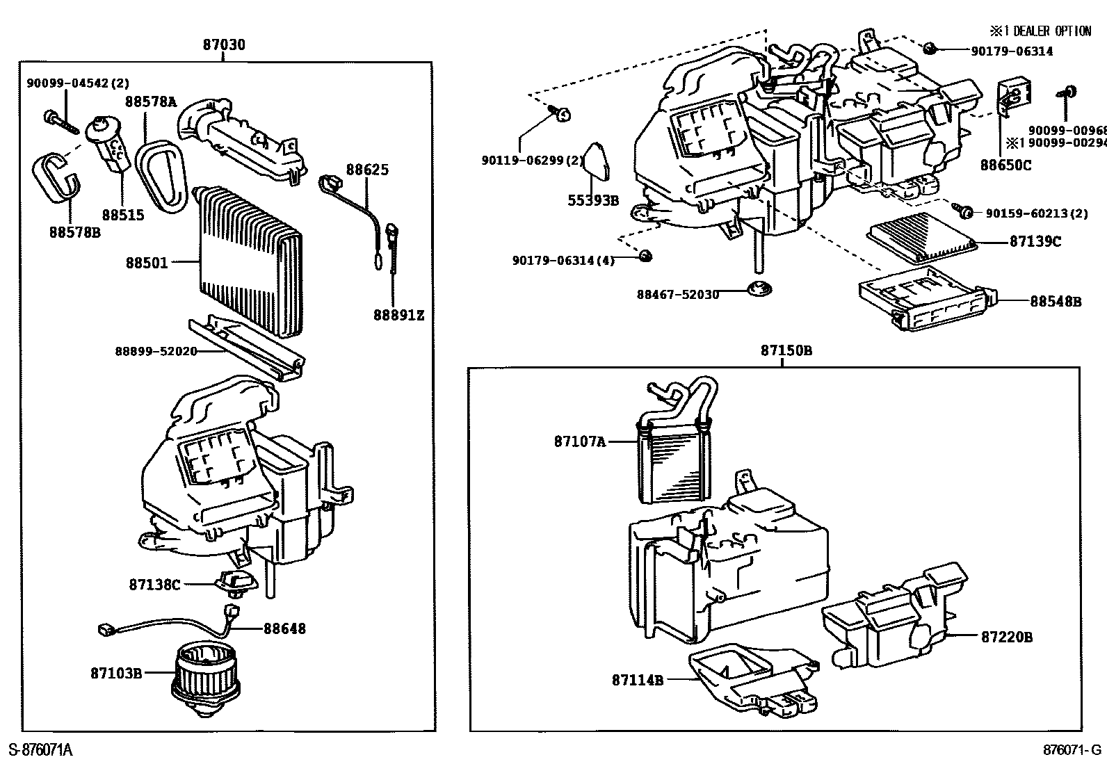 Toyota YARIS 暖风和空调系统 - 冷却器组件 EPC diagram — 876071G