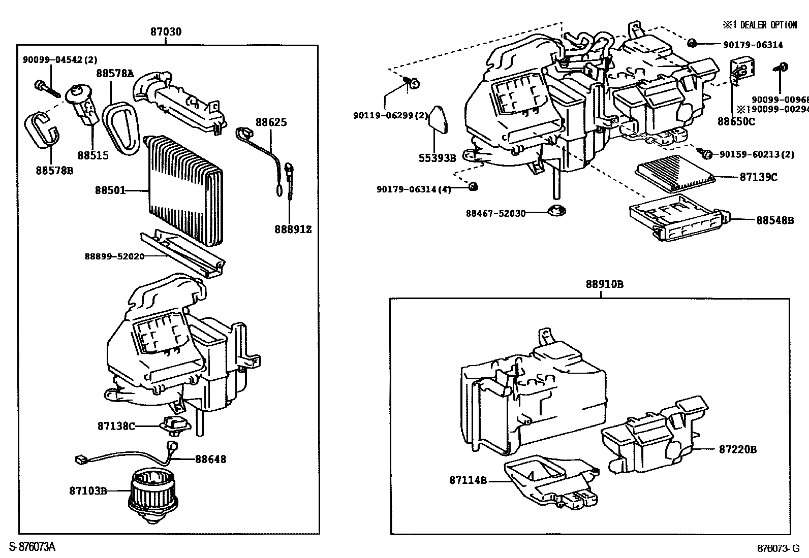 Toyota YARIS 暖风和空调系统 - 冷却器组件 EPC diagram — 876073G
