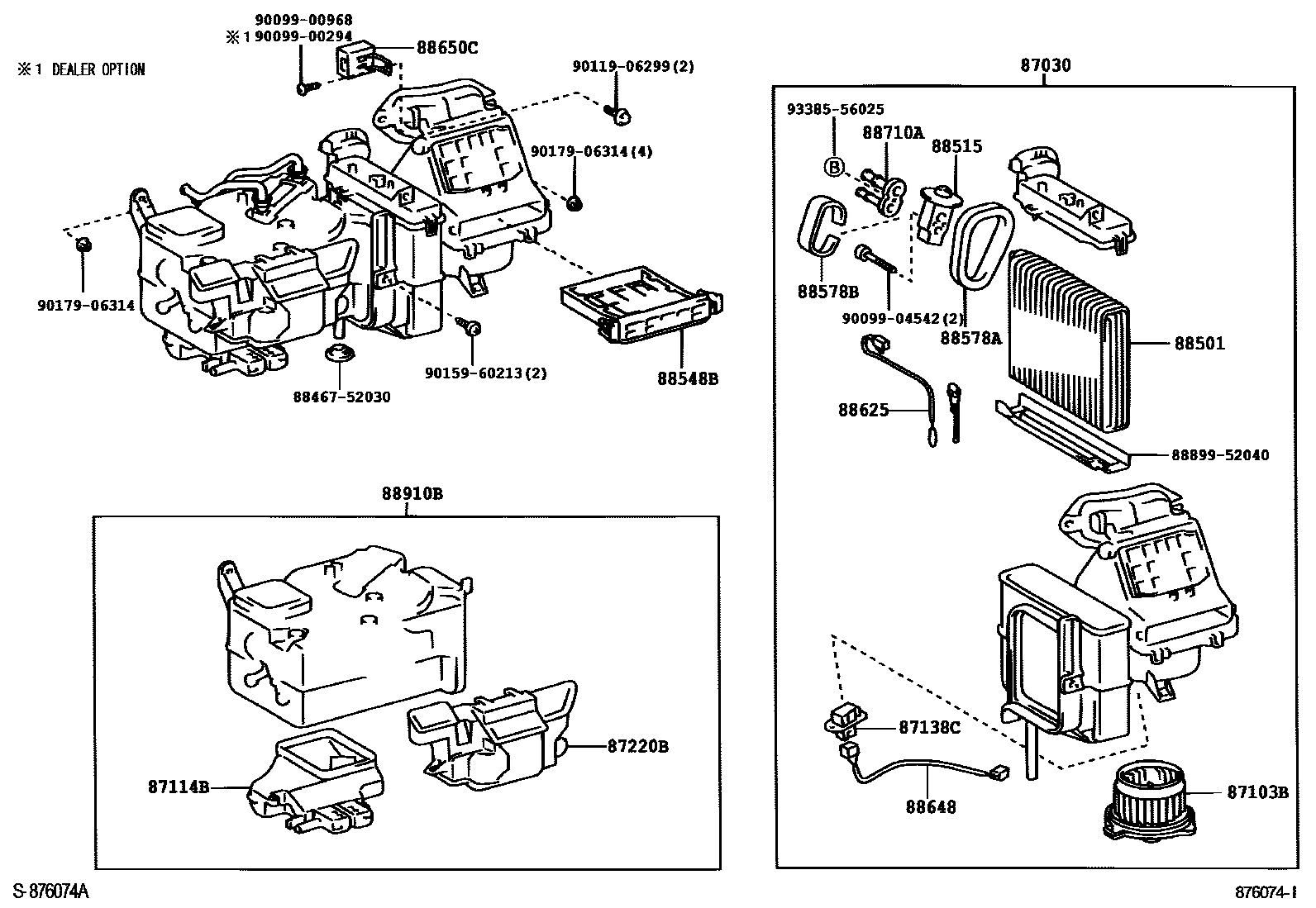 Toyota YARIS 暖风和空调系统 - 冷却器组件 EPC diagram — 876074I