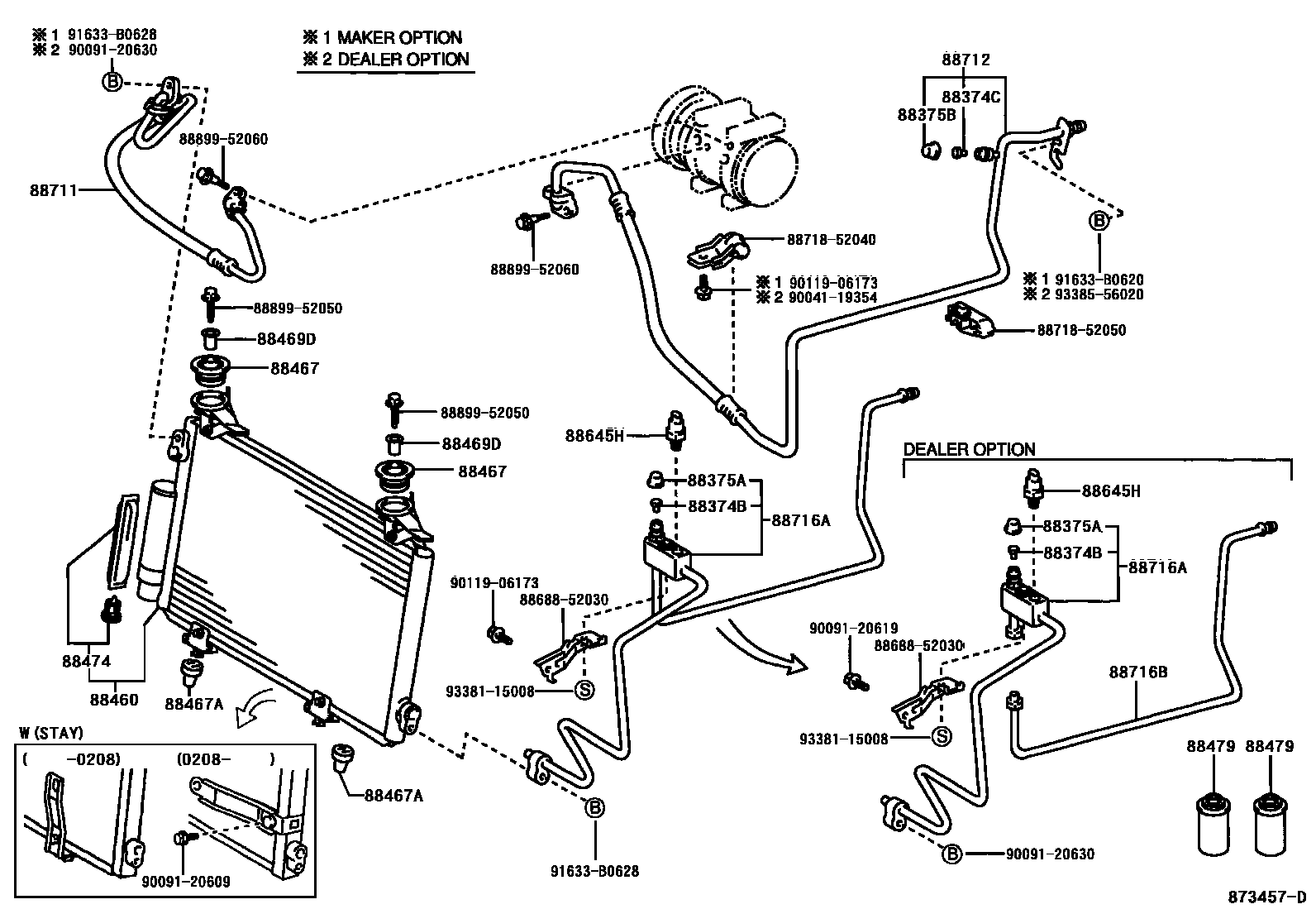 Toyota YARIS Heating & Air Conditioning - Cooler Piping EPC diagram — 873457D