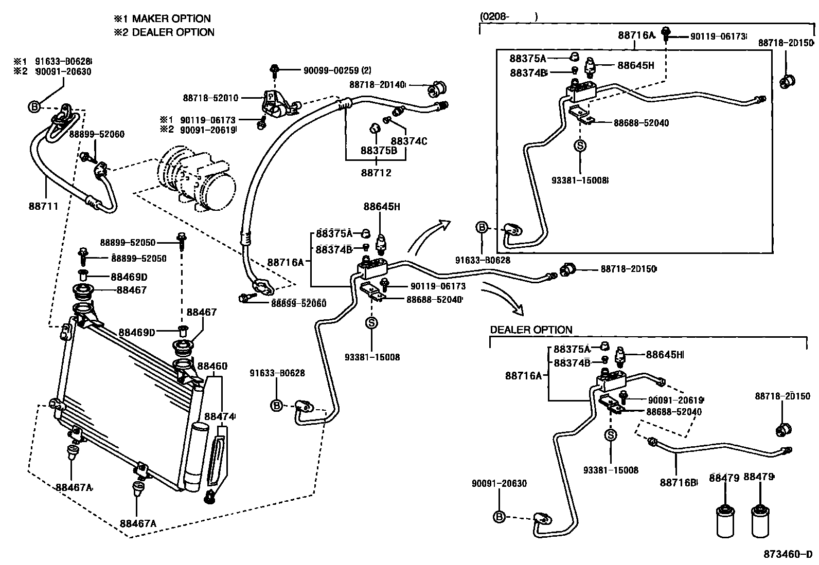 Toyota YARIS Heating & Air Conditioning - Cooler Piping EPC diagram — 873460D