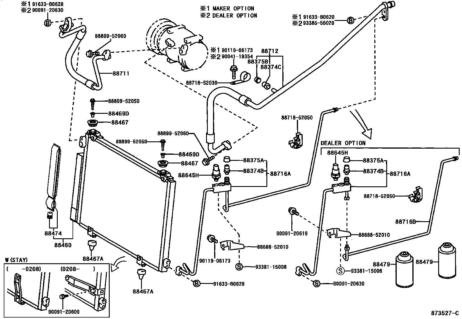 Toyota YARIS Heating & Air Conditioning - Cooler Piping EPC diagram — 873527C