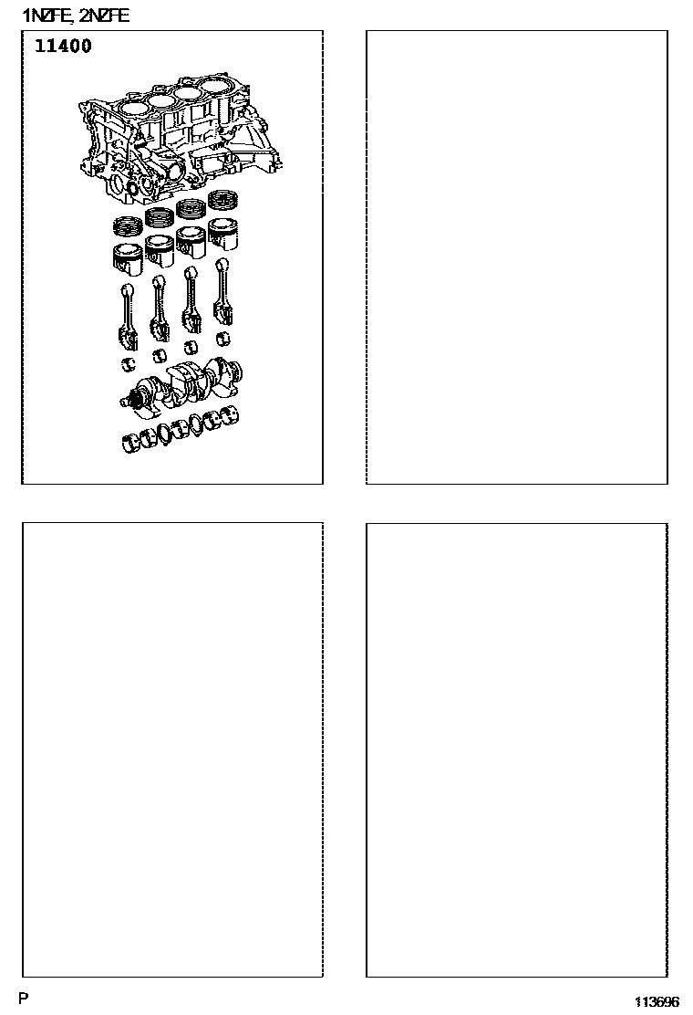 Toyota YARIS Short Block Assembly EPC diagram — 113696