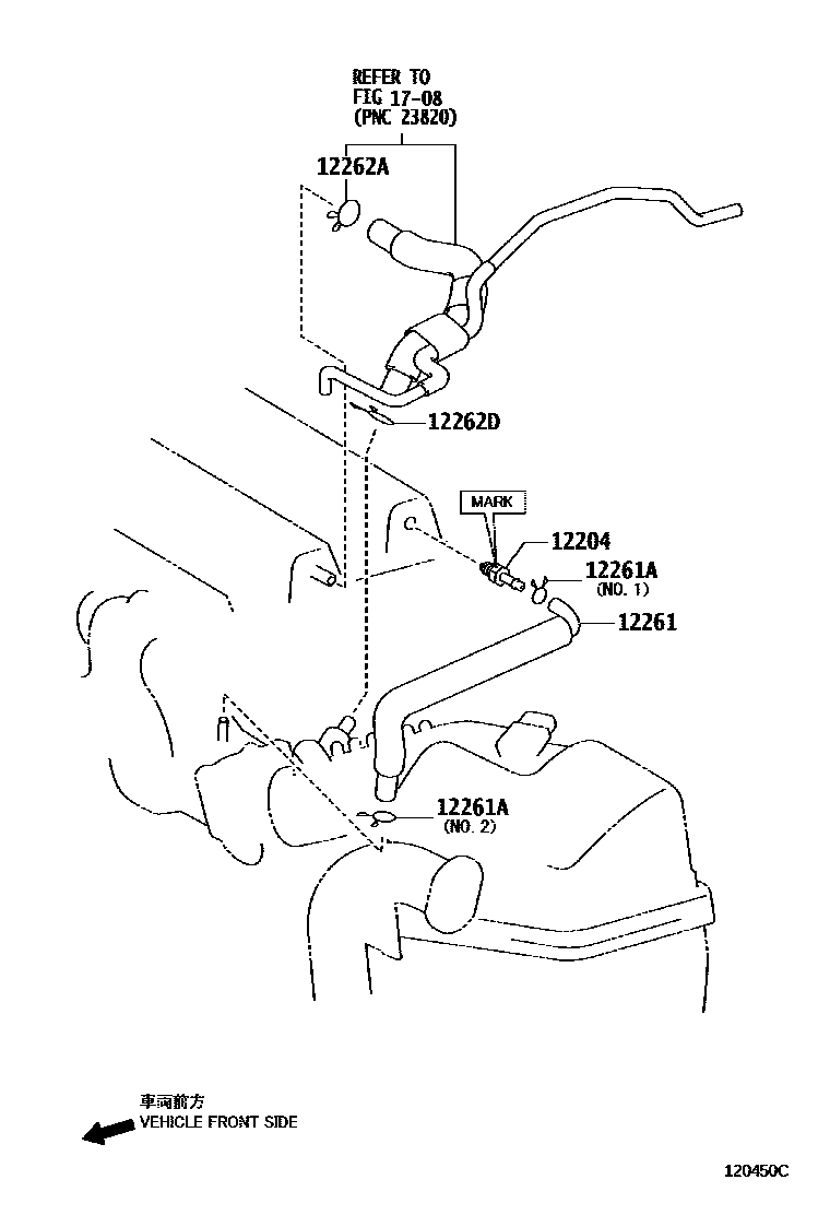 Toyota YARIS Ventilation Hose EPC diagram — 120450C
