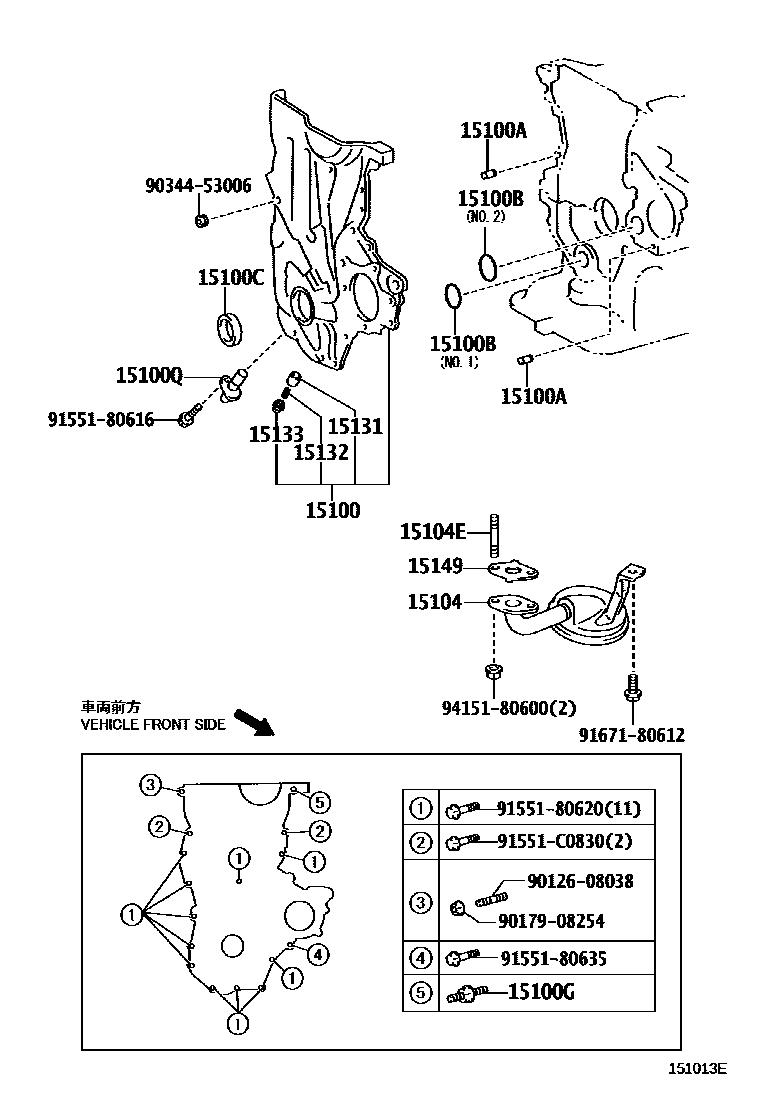 Toyota YARIS Engine Oil Pump EPC diagram — 151013E