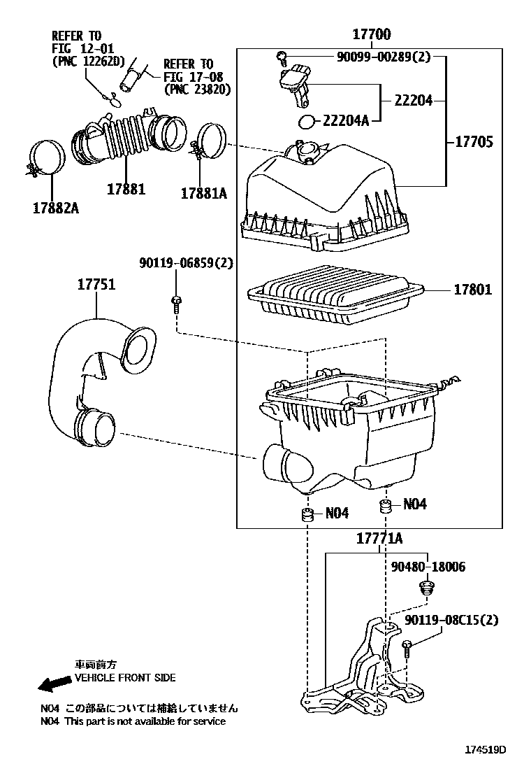 Toyota YARIS Air Cleaner EPC diagram — 174519D