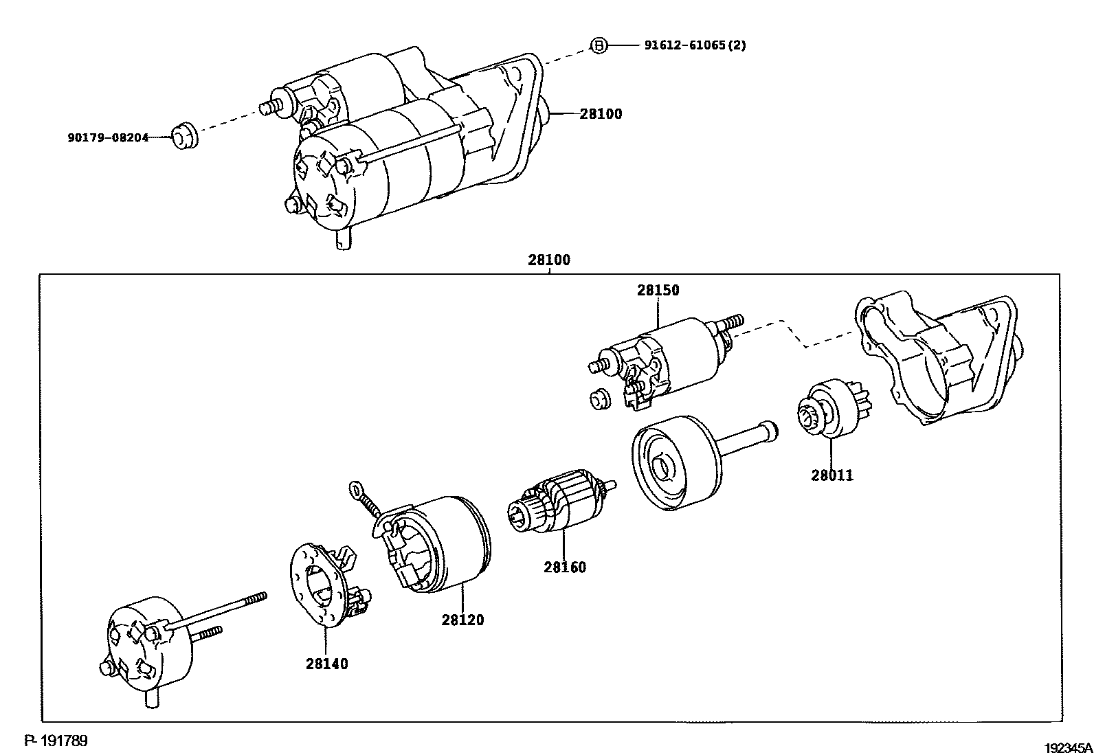 Toyota YARIS 起动机 EPC diagram — 192345A