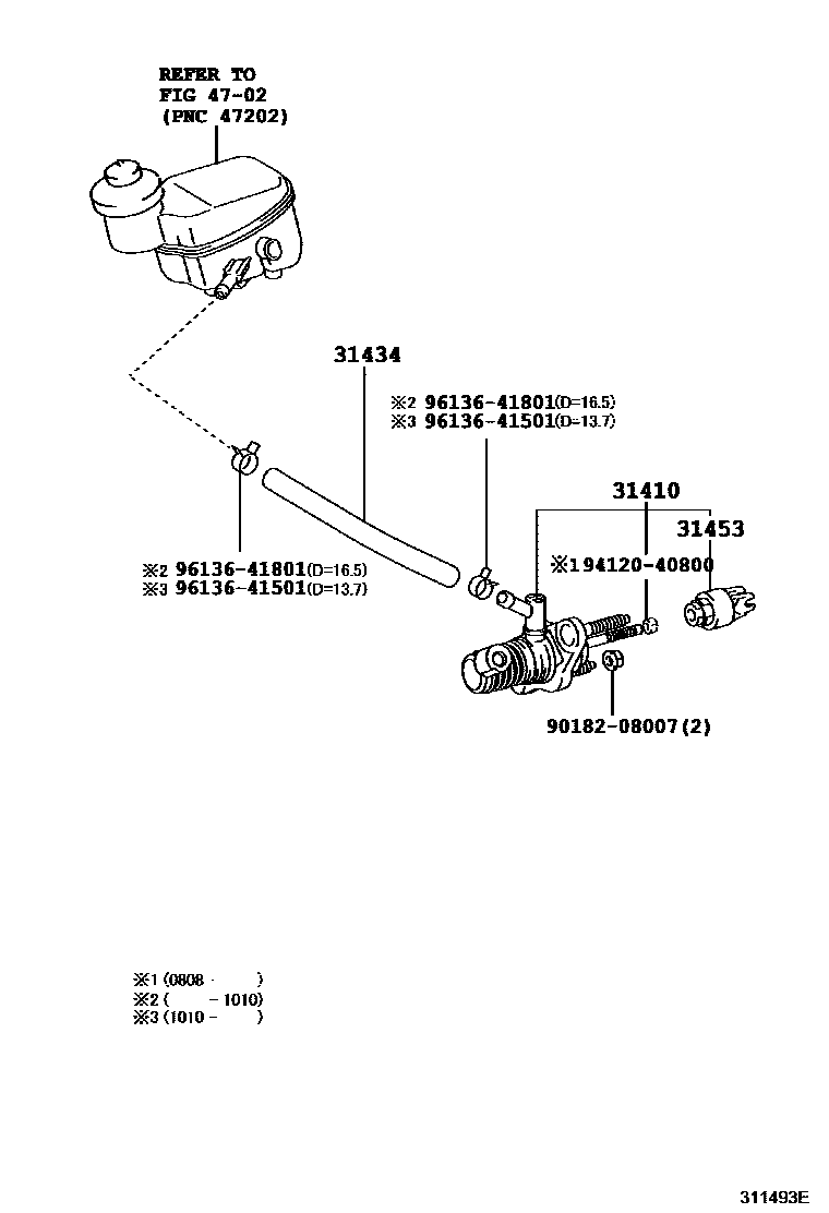 Toyota YARIS 离合器总泵 EPC diagram — 311493E