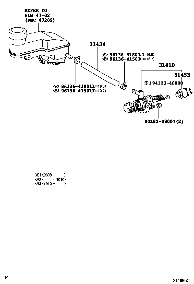 Toyota YARIS 离合器总泵 EPC diagram — 311885C
