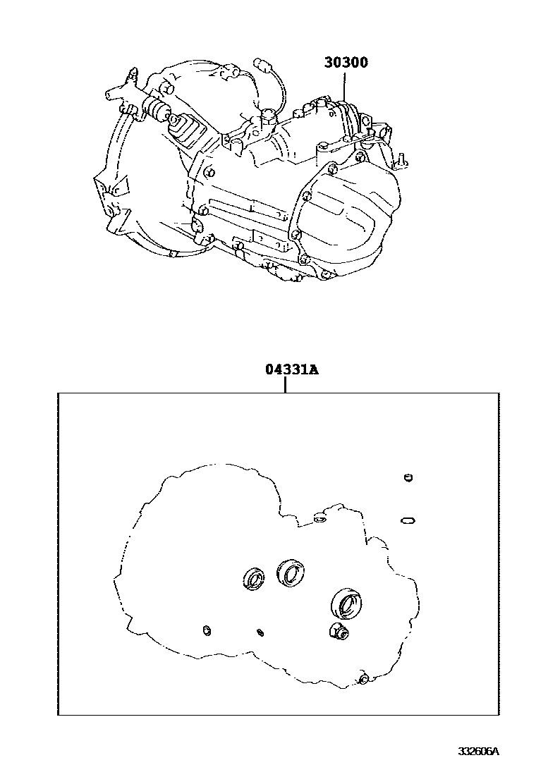 Toyota YARIS 传动桥或变速器总成和衬垫组件(MTM) EPC diagram — 332606A