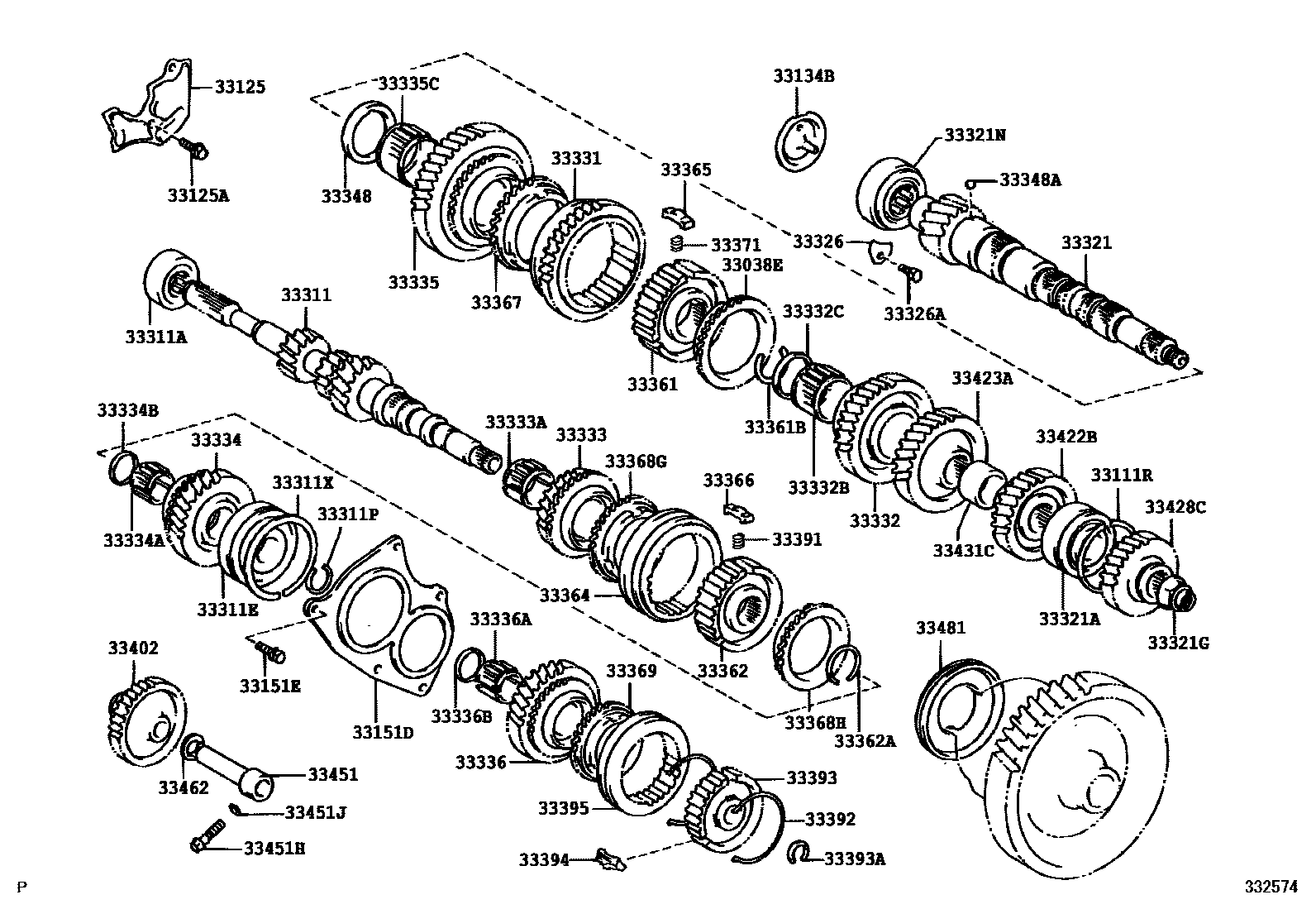Toyota YARIS 变速器齿轮(MTM) EPC diagram — 332574