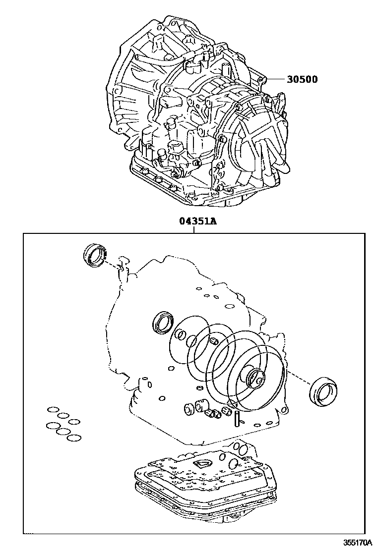 Toyota YARIS 传动桥或变速器总成和衬垫组件(ATM) EPC diagram — 355170A
