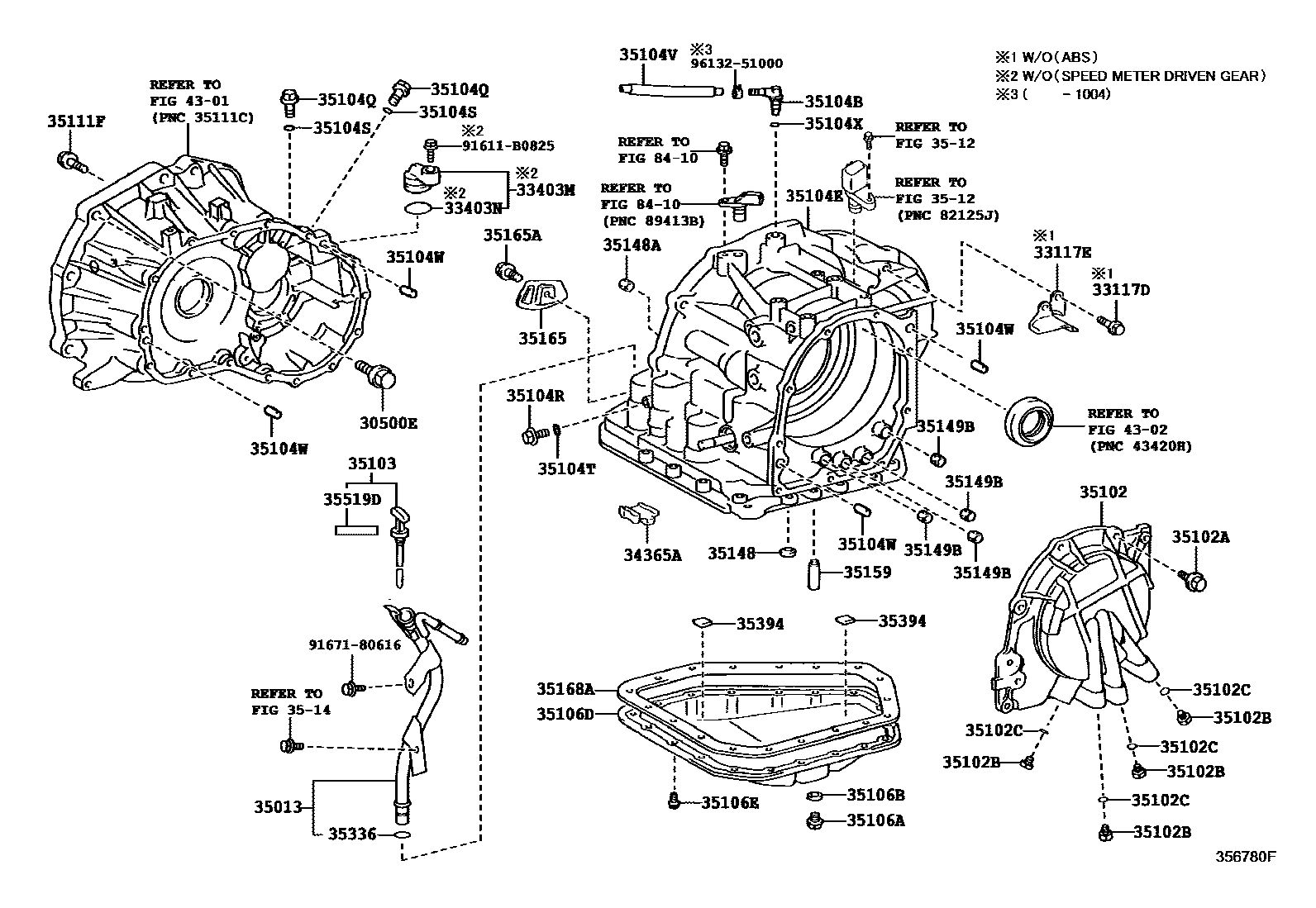 Toyota YARIS 变速器壳和油底壳(ATM) EPC diagram — 356780F