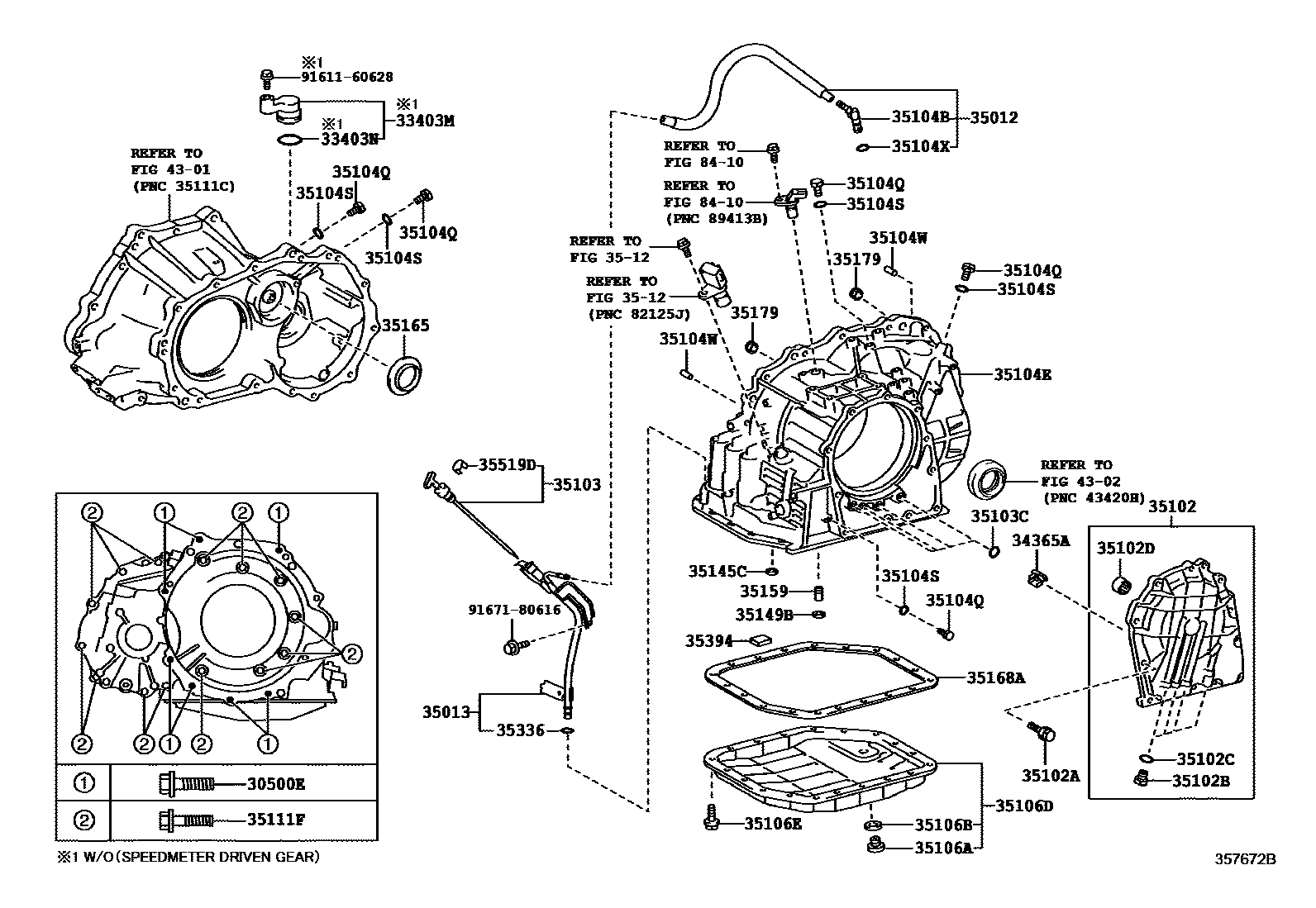 Toyota YARIS 变速器壳和油底壳(ATM) EPC diagram — 357672B