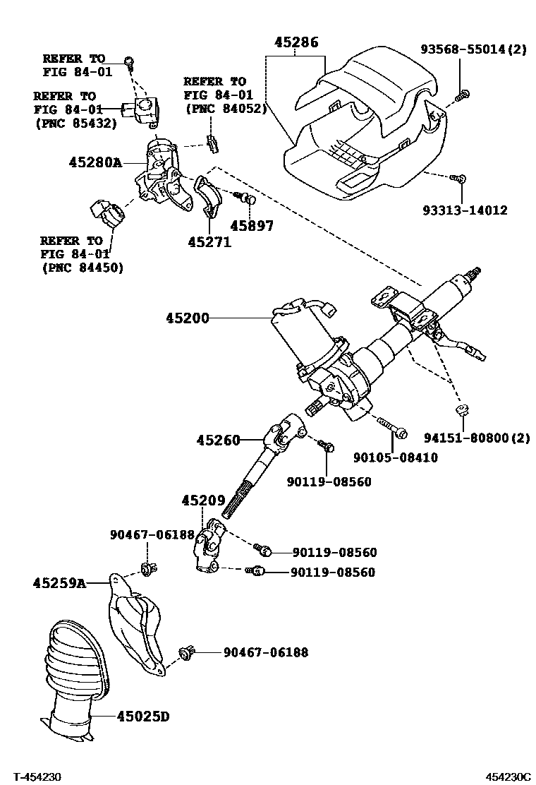 Toyota YARIS Steering Column & Shaft EPC diagram — 454230C