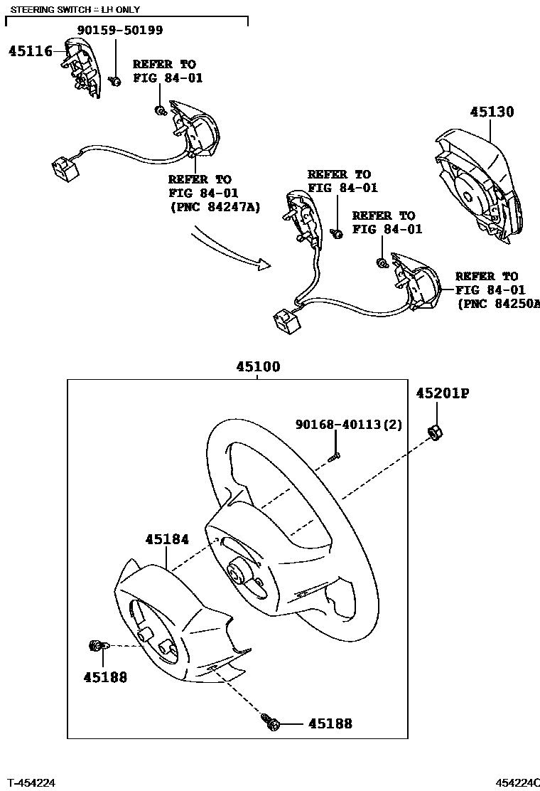 Toyota YARIS Steering Wheel EPC diagram — 454224C
