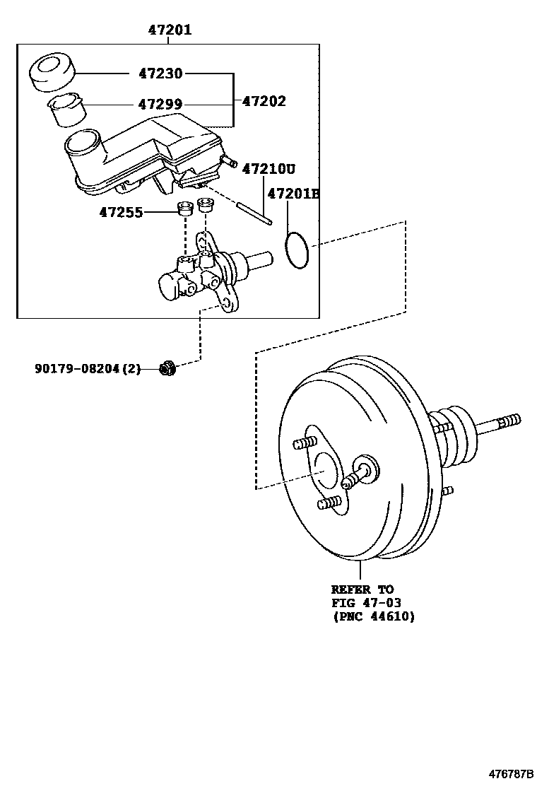 Toyota YARIS 制动总泵 EPC diagram — 476787B