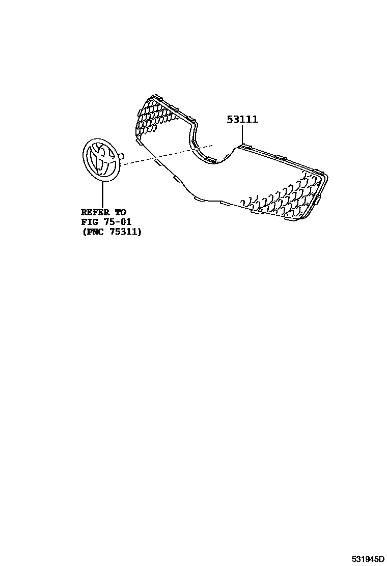 Toyota YARIS radiator grille EPC diagram — 531945D