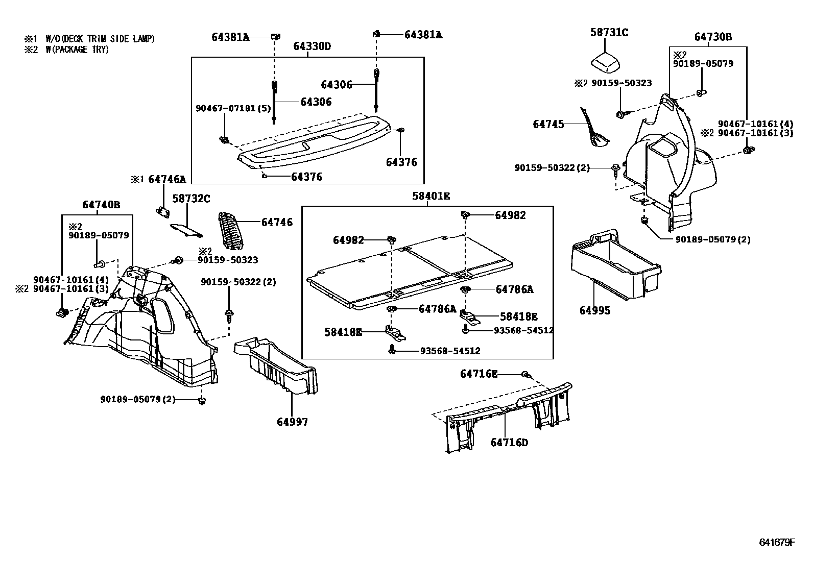 Toyota YARIS 底板和底板装饰罩 EPC diagram — 641679F