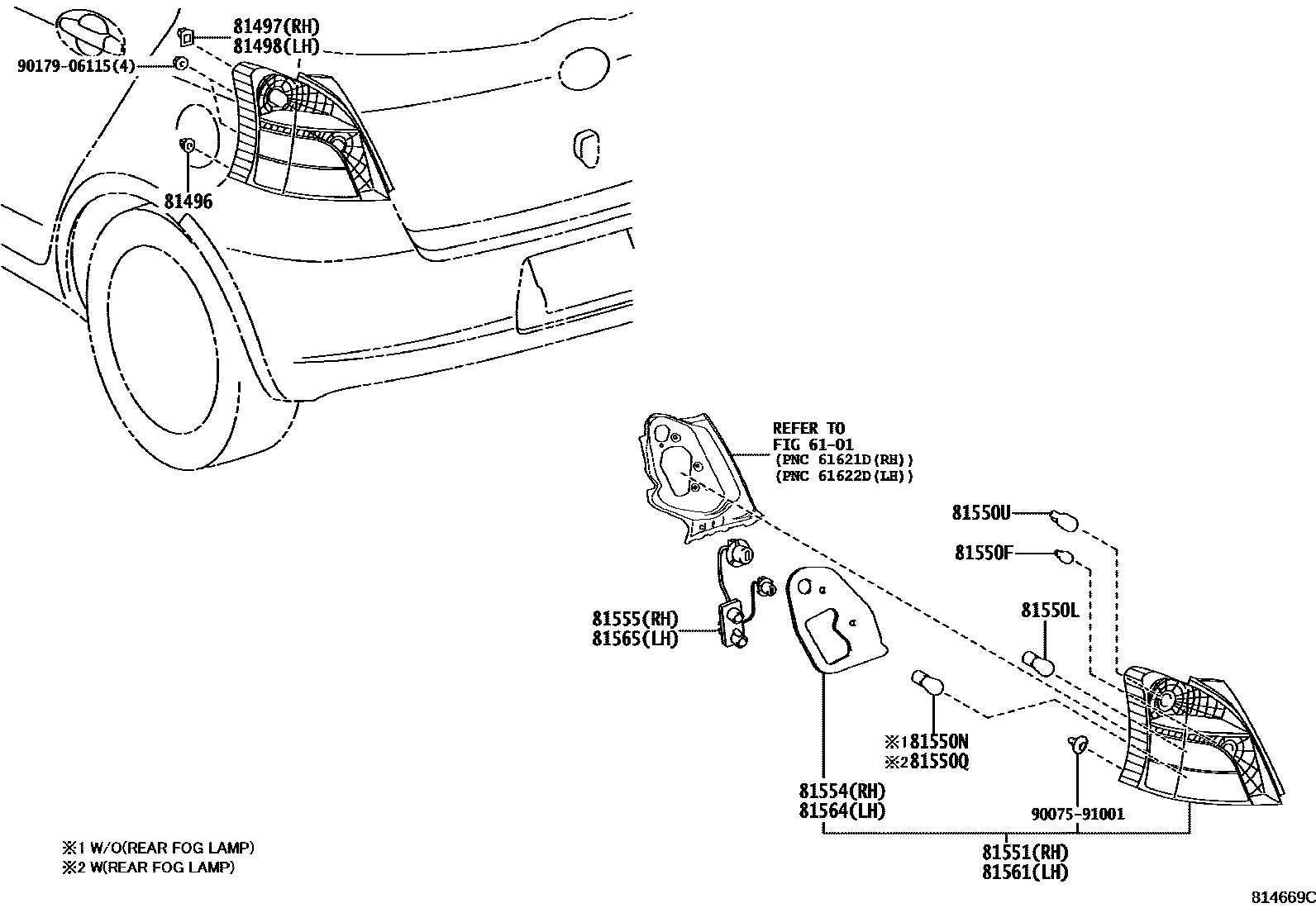 Toyota YARIS 后组合灯 EPC diagram — 814669C