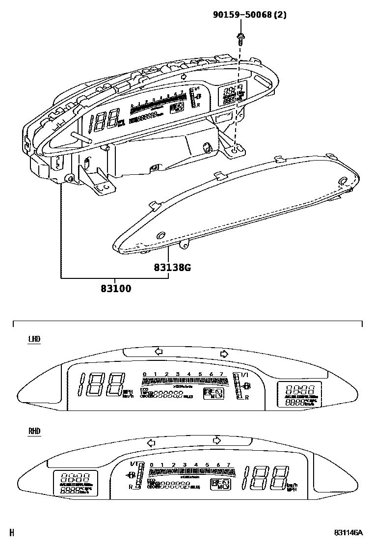Toyota YARIS 仪表 EPC diagram — 831146A