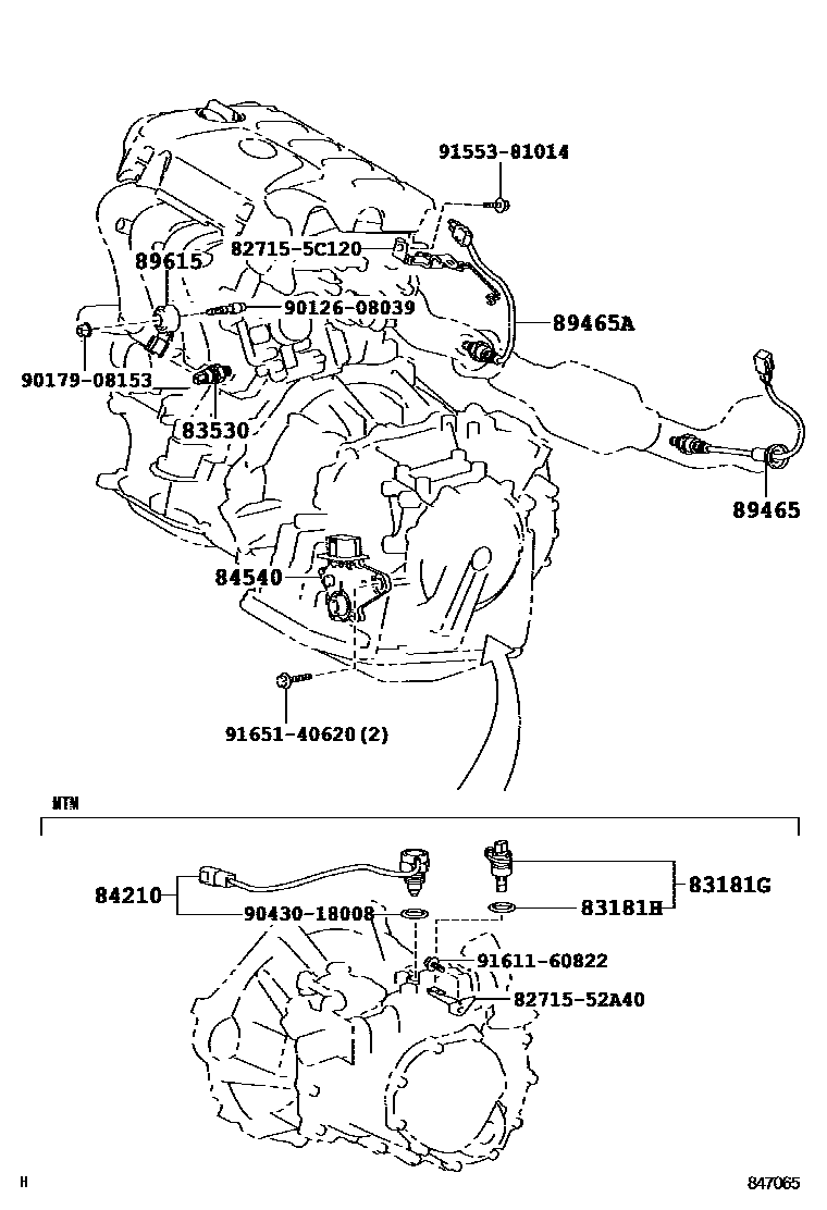 Toyota YARIS 开关和继电器和ECU EPC diagram — 847065B
