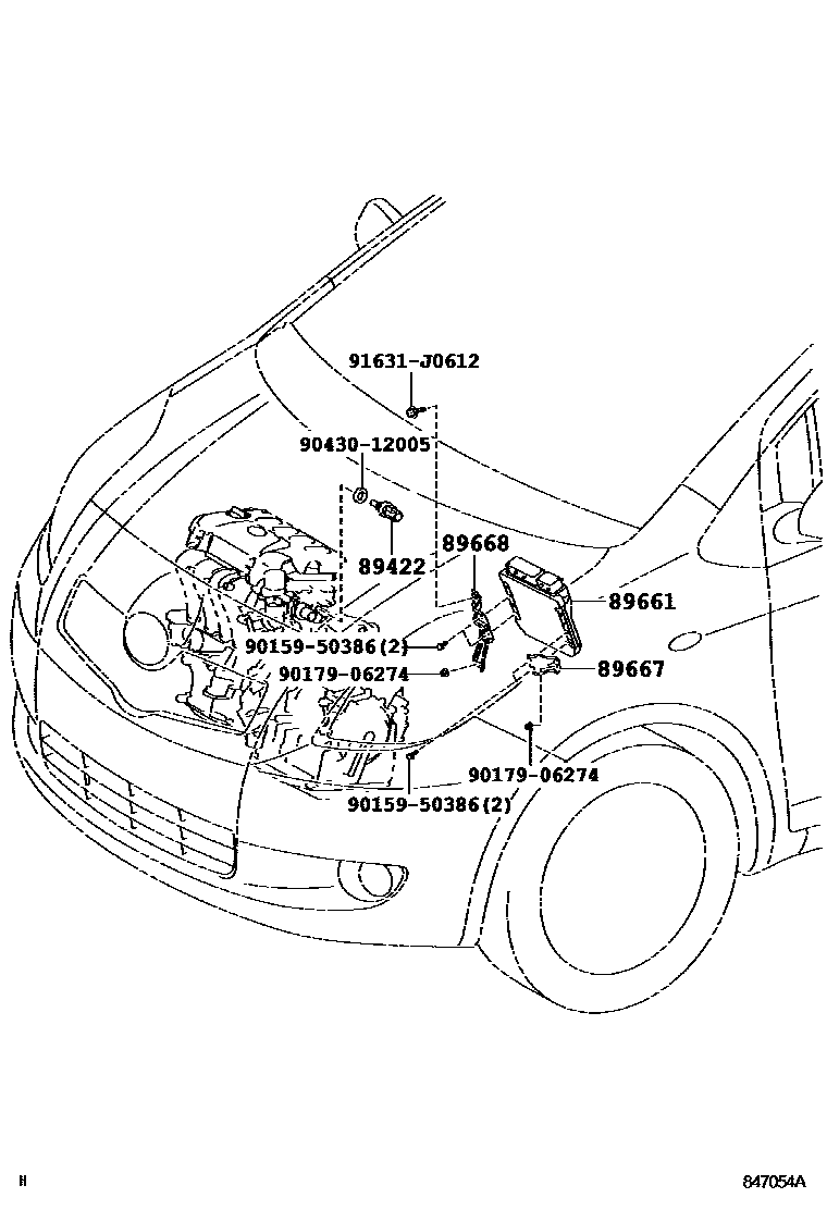 Toyota YARIS 电子燃油喷射系统 EPC diagram — 847054A
