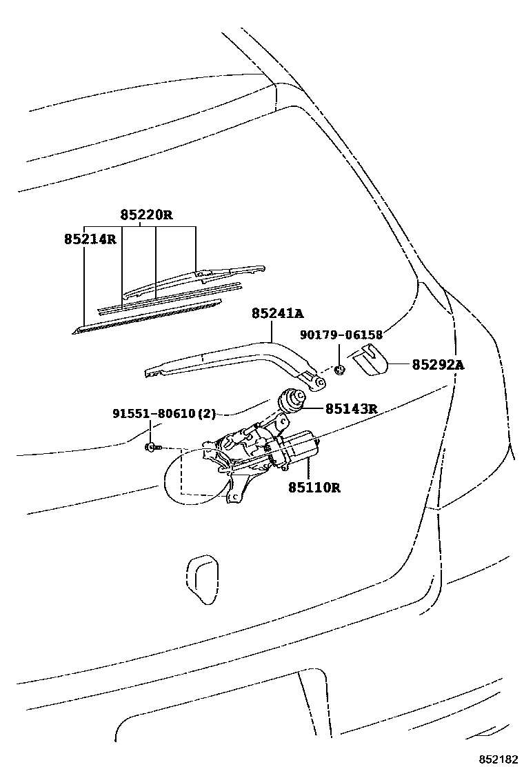 Toyota YARIS 后刮水器 EPC diagram — 852182
