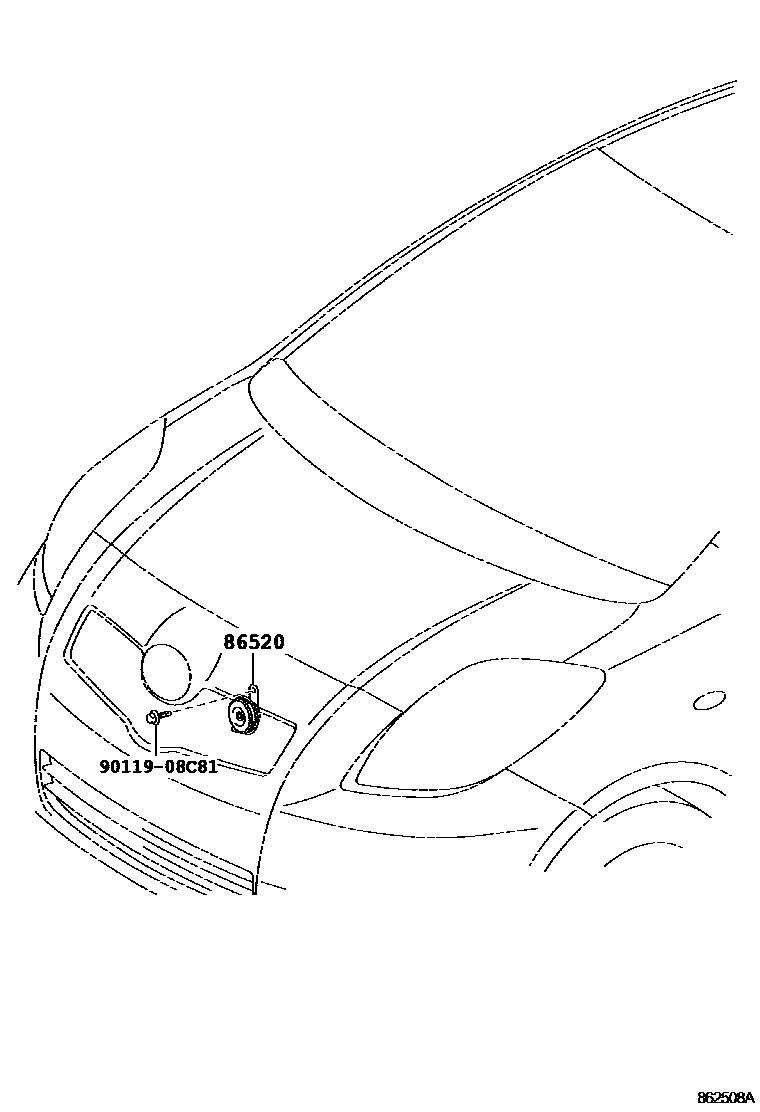 Toyota YARIS 喇叭 EPC diagram — 862508A