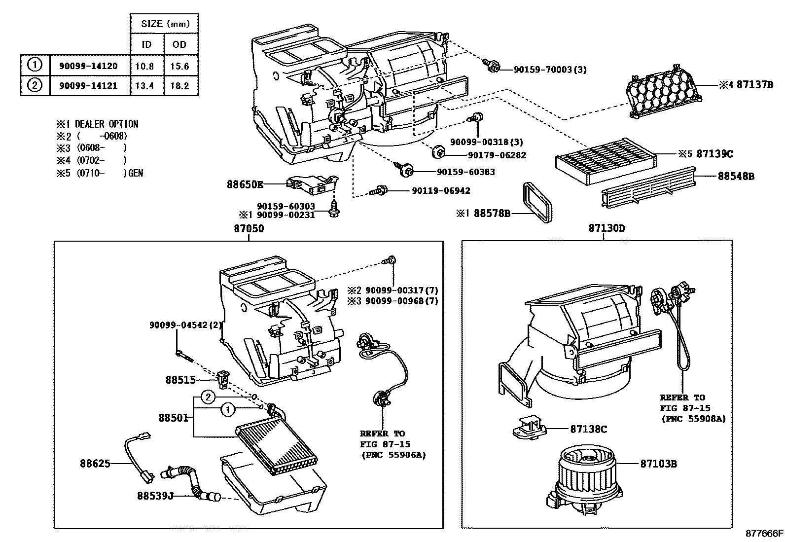 Toyota YARIS 暖风和空调系统 - 冷却器组件 EPC diagram — 877666F