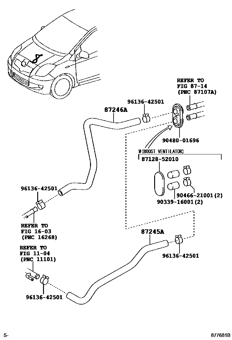 Toyota YARIS 暖风和空调系统 - 水管 EPC diagram — 877681B