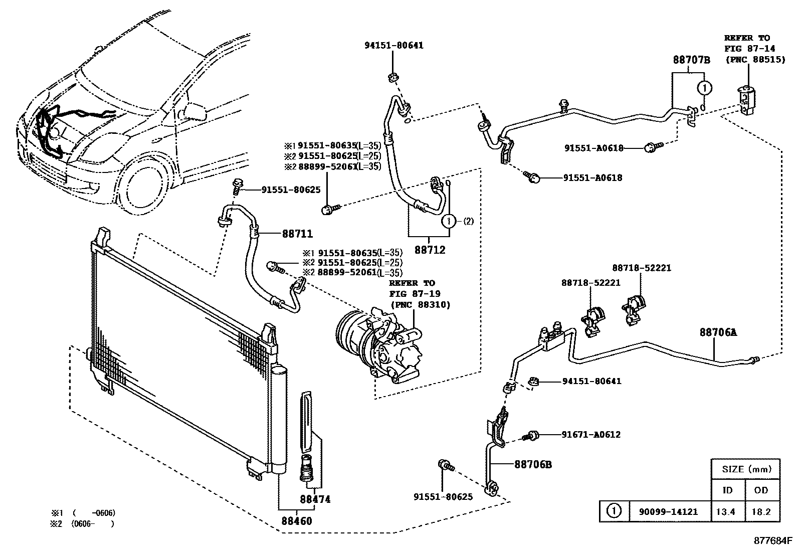 Toyota YARIS Heating & Air Conditioning - Cooler Piping EPC diagram — 877684F