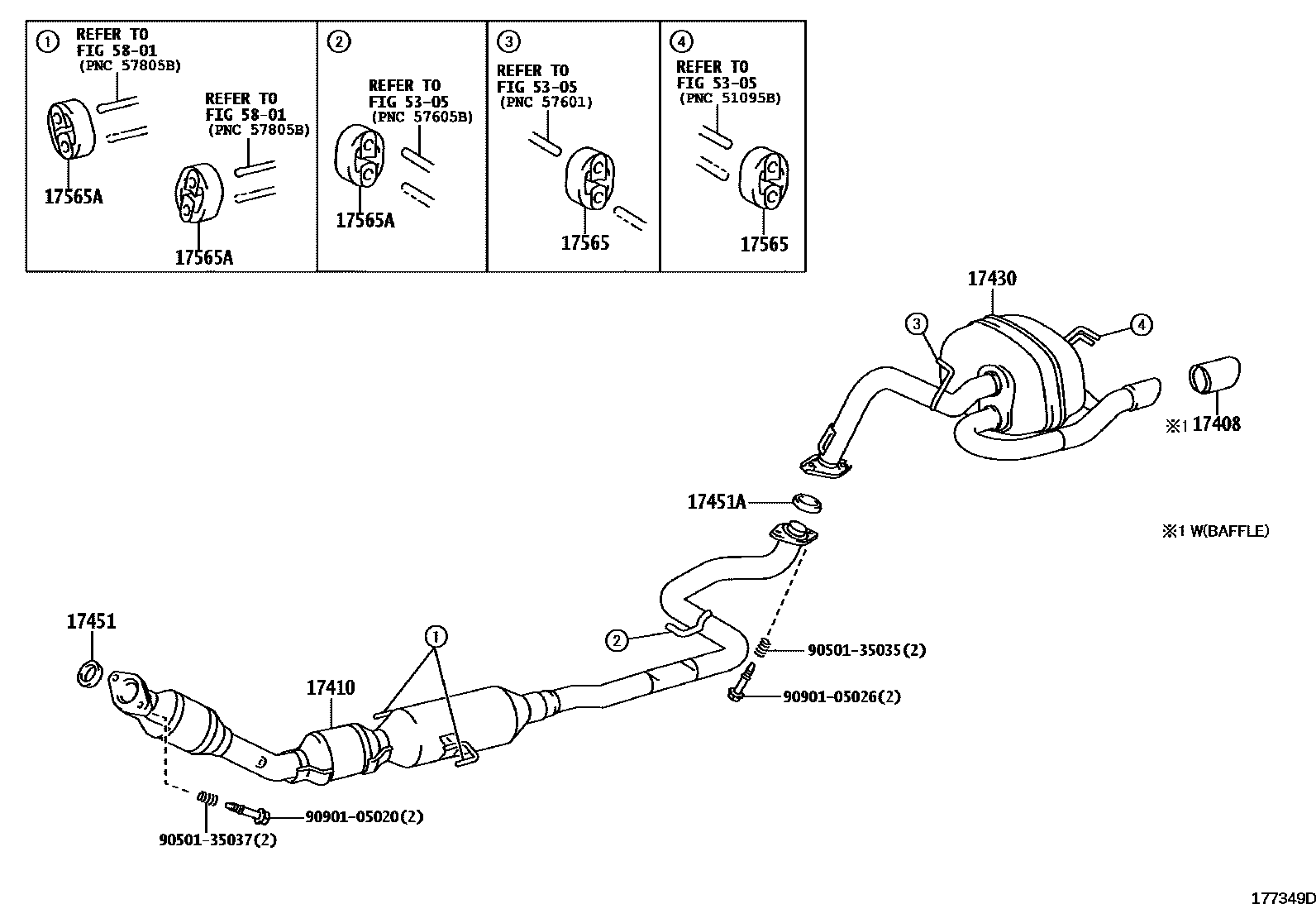 Toyota YARIS Exhaust Pipe EPC diagram — 177349D