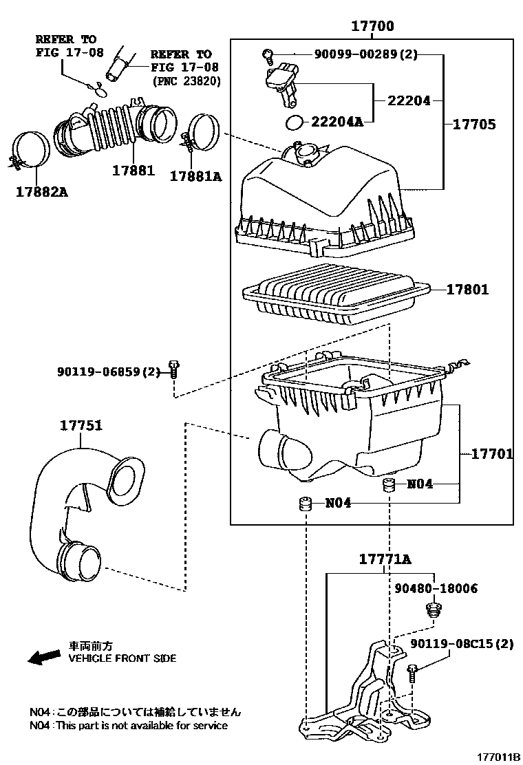 Toyota YARIS Air Cleaner EPC diagram — 177011B