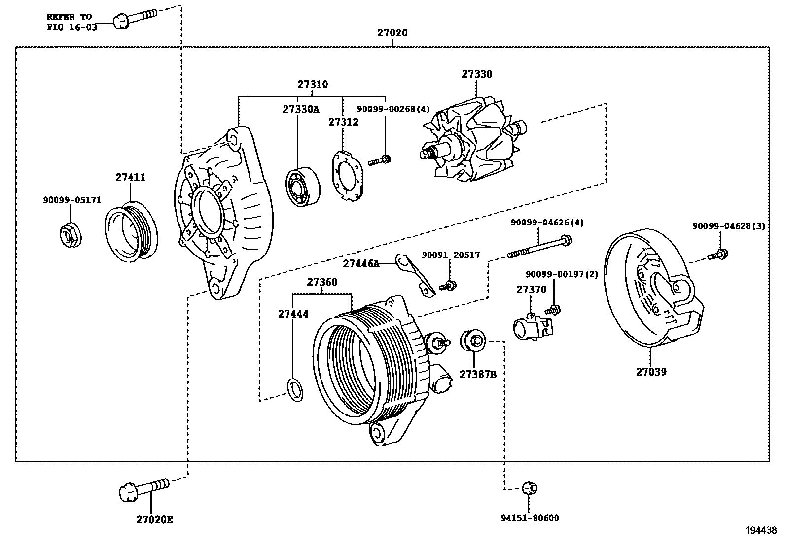 Toyota YARIS Alternator EPC diagram — 194438