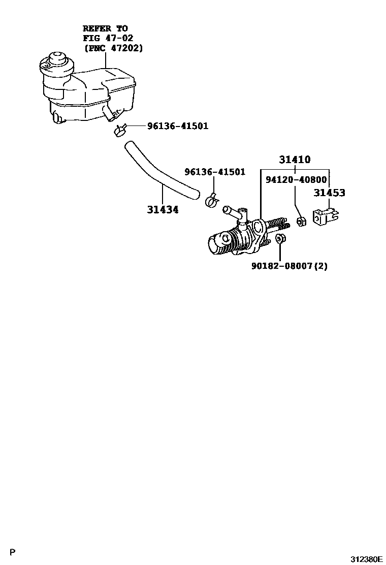 Toyota YARIS 离合器总泵 EPC diagram — 312380E