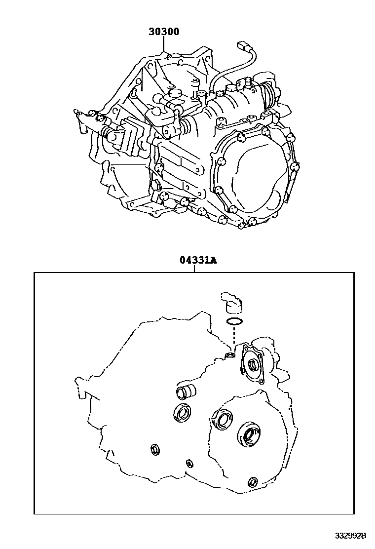 Toyota YARIS 传动桥或变速器总成和衬垫组件(MTM) EPC diagram — 332992B
