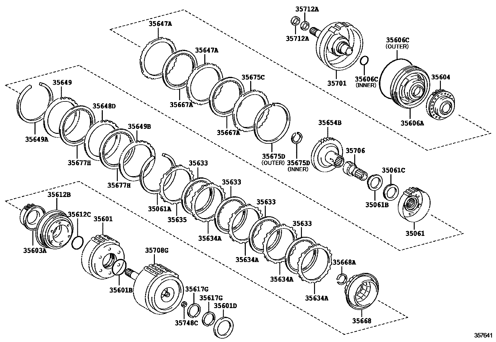 Toyota YARIS 制动带和多片式离合器(ATM) EPC diagram — 357641