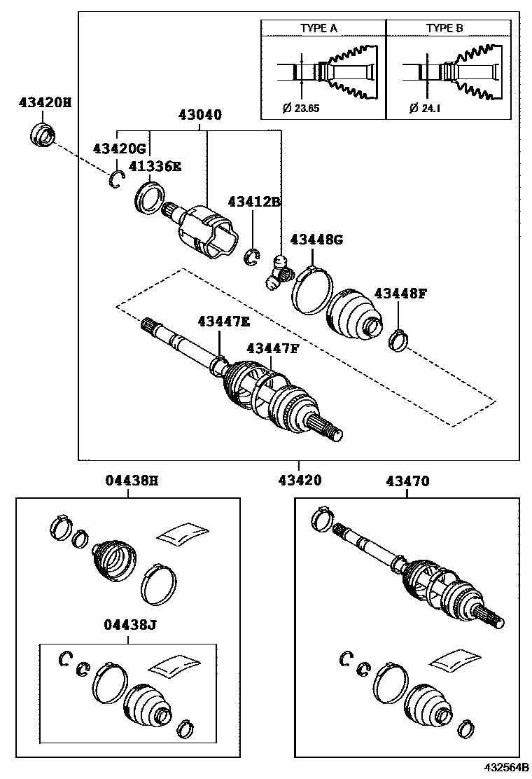 Toyota YARIS Front Drive Shaft EPC diagram — 432564B