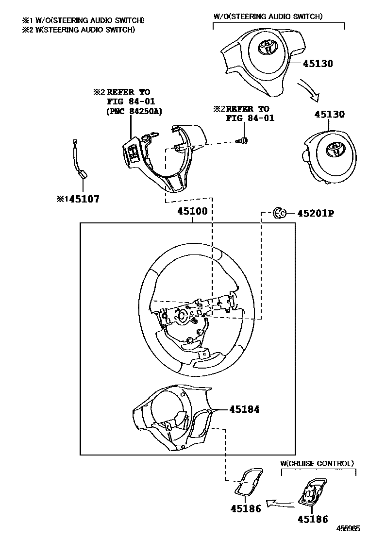 Toyota YARIS Steering Wheel EPC diagram — 455965