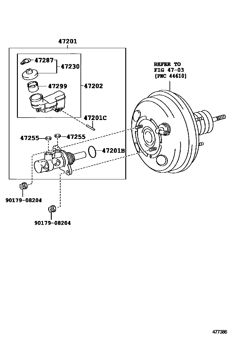 Toyota YARIS 制动总泵 EPC diagram — 477386