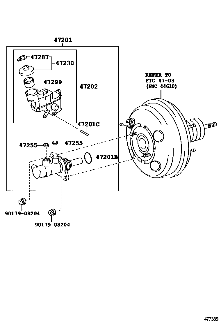 Toyota YARIS 制动总泵 EPC diagram — 477389