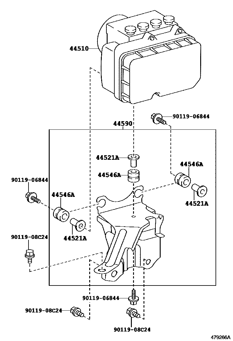 Toyota YARIS 制动配管和卡箍 EPC diagram — 479266A